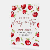 甘いさくらんぼオントップベビーシャワー アクリルサイン (傾斜)