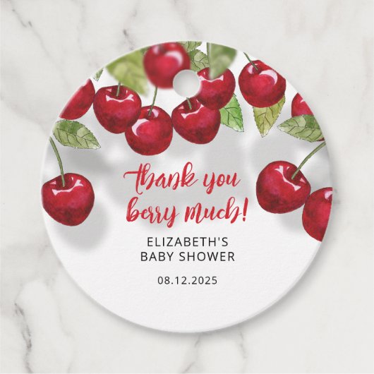 甘いさくらんぼサンキューベリーマジョーベビーシャワー フェイバータグ (正面)