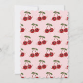 甘いさくらんぼ最初の女の子かわいい漫画1st誕生日 招待状 (裏面)