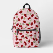 甘いさくらんぼ柄 プリントバックパック (正面)