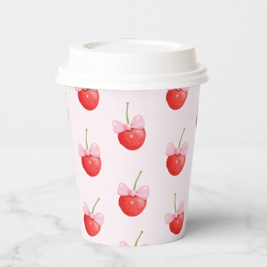 甘いさくらんぼ柄 紙コップ (左)