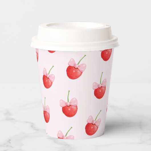 甘いさくらんぼ柄 紙コップ (正面)