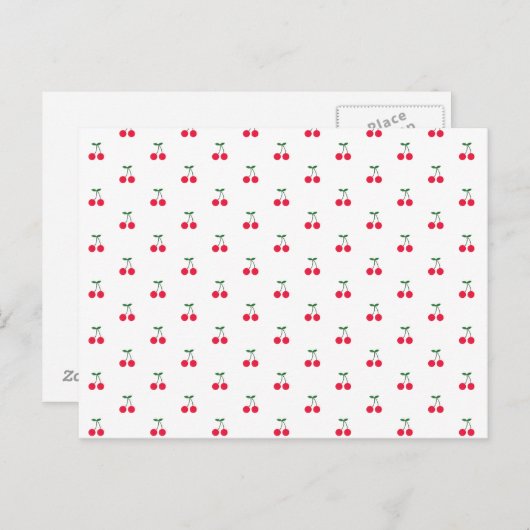 甘いさくらんぼ模様はがき ポストカード (正面/裏面)