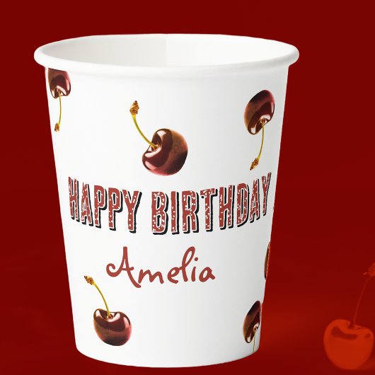 甘いさくらんぼ パーソナライズされた 紙コップ