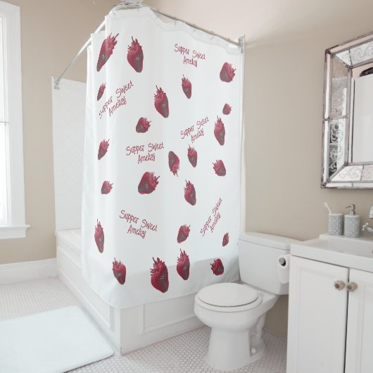 甘いすごいいちごパーソナライズされた シャワーカーテン (インサイチュ)