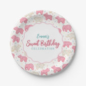 甘いすり身の動物のクッキー誕生日 ペーパープレート (正面)