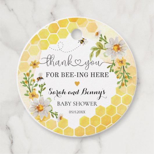 甘いできるだけ甘い蜂蜜の赤ちゃんシャワーのお願い フェイバータグ (正面)