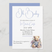 甘いぬいぐるみ子ベビーシャワー 招待状 (正面/裏面)