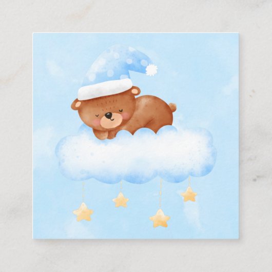 甘いぬいれクマおむつラッフルベビーシャワー スクエア名刺 (裏面)