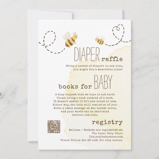 甘いのまわりにを1つの赤ちゃんシャワーで 招待状 (裏面)