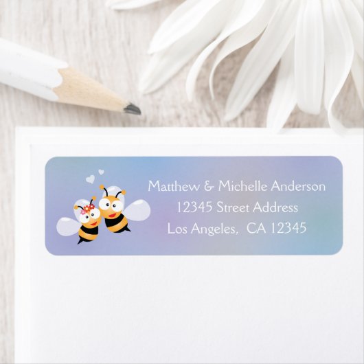 甘いのまわりにカップルかわいいアドレスのリターン ラベル (インサイチュ)
