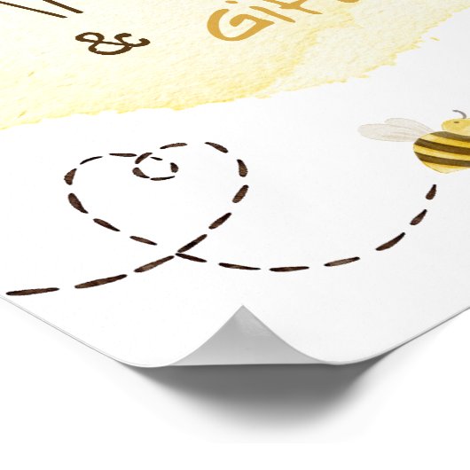 甘いのまわりに赤ちゃんシャワーカードとギフトサイン ポスター (角)