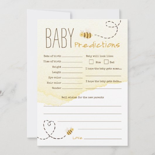 甘いのまわりに赤ちゃんシャワー予測カード 招待状 (正面)