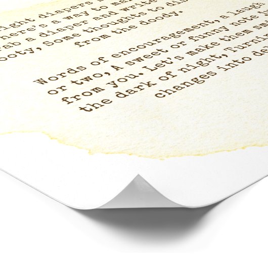 甘いのまわりに赤ちゃんシャワー夜おむつサイン ポスター (角)