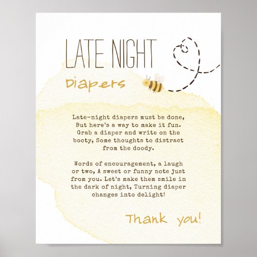 甘いのまわりに赤ちゃんシャワー夜おむつサイン ポスター (正面)