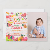 甘いもの |フルーツパーティー誕生日 招待状 (正面)