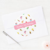 甘いアイスカラフルクリームパーティー ラウンドシール (封筒)