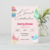 甘いアイスクリームの夏の誕生日パーティーへの招待 招待状 (スタンド正面)