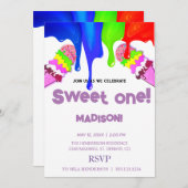 甘いアイスクリームレインボーカラー、招待状 招待状 (正面/裏面)