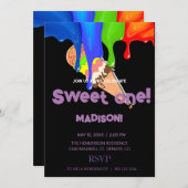 甘いアイスクリームレインボーカラー、招待状 招待状 (正面/裏面)