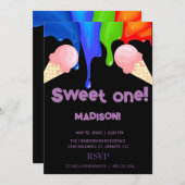 甘いアイスクリームレインボーカラー、招待状 招待状 (正面/裏面)