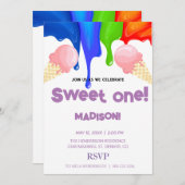 甘いアイスクリームレインボーカラー、招待状 招待状 (正面/裏面)