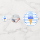 甘いアイスクリーム1st誕生日パーティーブルーボーイフォト コンフェッティ (裏面)