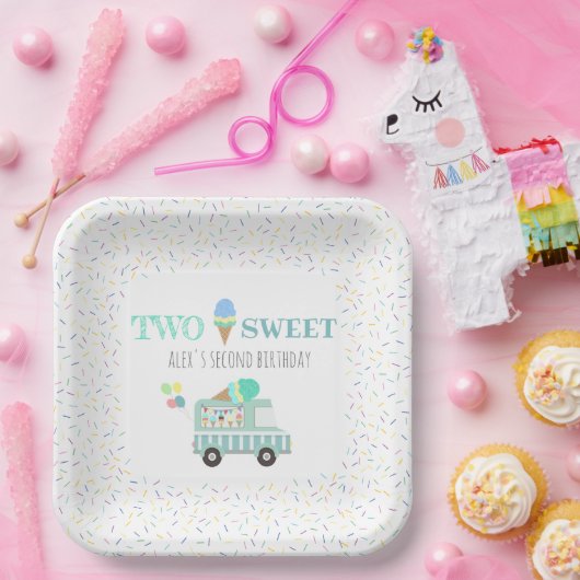 甘いアイスパーソナライズされた男女兼用クリーム2つ ペーパープレート (パーティー)