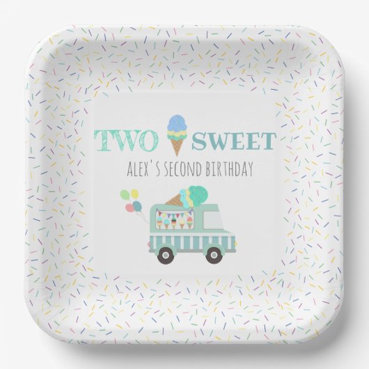 甘いアイスパーソナライズされた男女兼用クリーム2つ ペーパープレート (正面)
