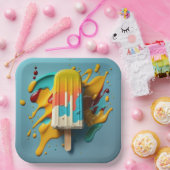 甘いアイス凍っていクリーム。ポップシクルおいしいデザート ペーパープレート (パーティー)