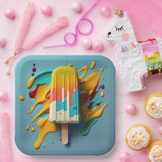 甘いアイス凍っていクリーム。ポップシクルおいしいデザート ペーパープレート (パーティー)