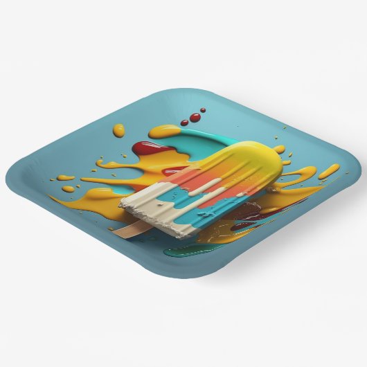 甘いアイス凍っていクリーム。ポップシクルおいしいデザート ペーパープレート (傾斜あり)