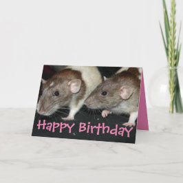 甘いアグティのフード付き女の子ラットの誕生日カード カード