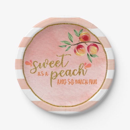 甘いアザ・ピーチプレートストライプ- P (Sweet as a peach) ペーパープレート (正面)
