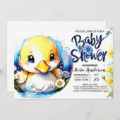 甘いアヒルのパレード赤ちゃんシャワー 招待状 (正面/裏面)