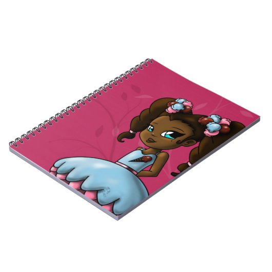 甘いアフリカ系アメリカ人の少女とアイスクリーム ノートブック (左側)