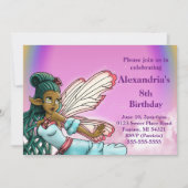 甘いアフリカ系アメリカ人フェアリー誕生日パーティー 招待状 (正面)