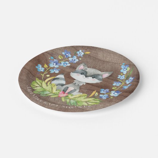 甘いアライグマのベビーシャワー7"プレート ペーパープレート (アングル)