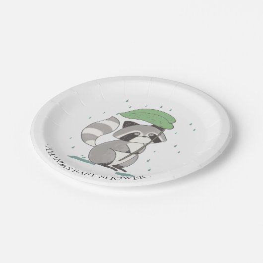 甘いアライグマの中立ベビーシャワー7"プレート ペーパープレート (アングル)