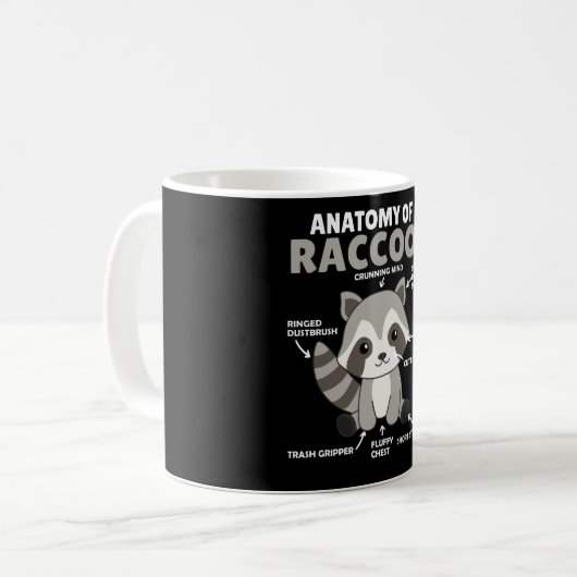 甘いアライグマ説明アライグマの解剖学 コーヒーマグカップ (正面左)