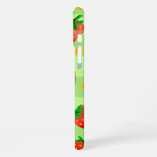 甘いイチゴとデイジー水の色のプレイド iPhoneケース (左側面)