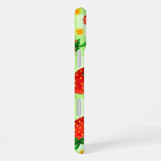 甘いイチゴとデイジー水の色のプレイド iPhoneケース (右側面)