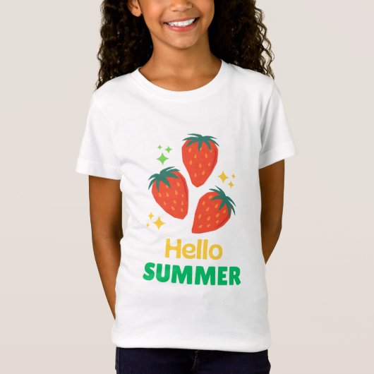 甘いイチゴのデザインの白いTシャツ Tシャツ (正面)