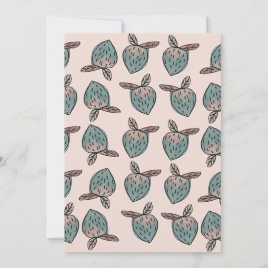 甘いイチゴの手の赤絵を描ちゃんシャワー 招待状 (裏面)