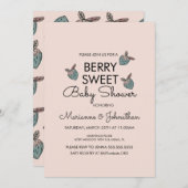 甘いイチゴの手の赤絵を描ちゃんシャワー 招待状 (正面/裏面)
