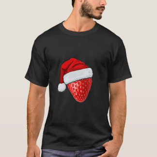 甘いイチゴのTシャツのクリスマスハット Tシャツ