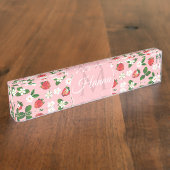 甘いイチゴ花水彩フローラ デスクネームプレート (側面)