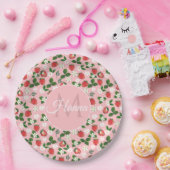 甘いイチゴ花水彩フローラ ペーパープレート (パーティー)