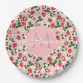 甘いイチゴ花水彩フローラ ペーパープレート (正面)