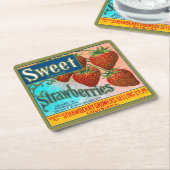 甘いイチゴ スクエアペーパーコースター (アングル)